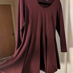 Wine colored flare dress